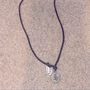 Necklace with Chinese charms with black necklace cord